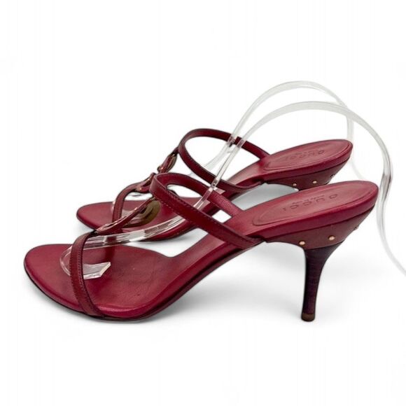 Authentic GUCCI Burgundy Interlocking GG Logo Mules Size 7.5 - Picture 4 of 16